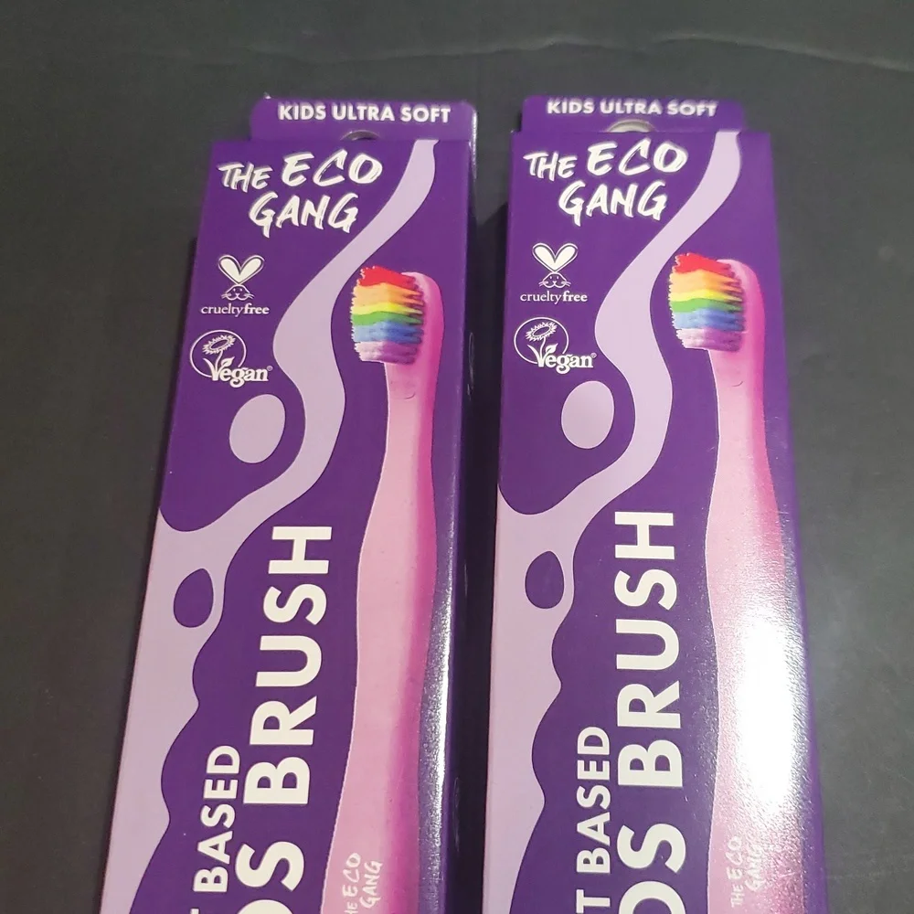 2pack The Eco Gang plant based‎ kids pink ultra soft toothbrush brand new
